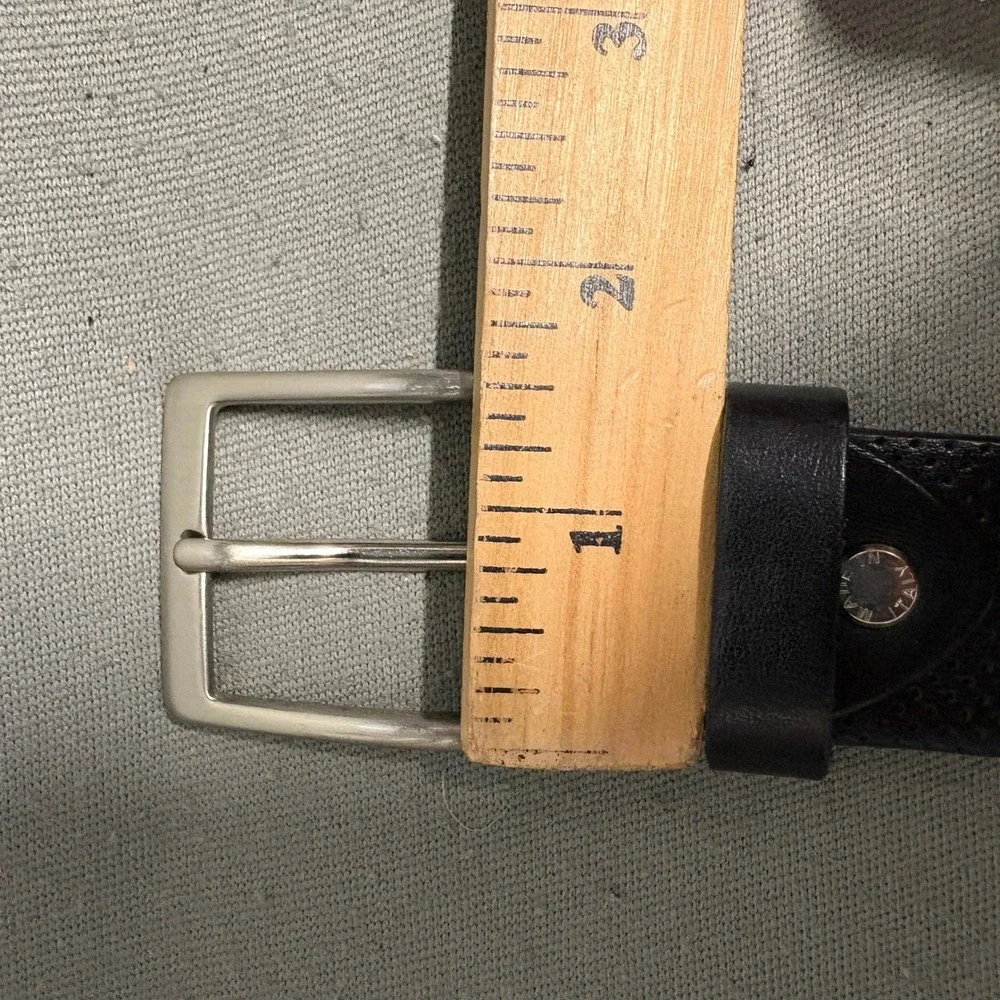 Unbranded Black Textured Belt Size 115/100 Silver Tone Buckle Made in Italy